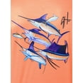 thumbnail image 3 of GH by Guy Harvey Men's Long Sleeve Performance Fishing Graphic Hoodie, Papaya Punch, 2XL, 3 of 11