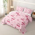 thumbnail image 3 of Erosebridal Girls Cute Cherry Bow Twin Quilt Set,Teens Kawaii Groovy Flowers Twin Coverlet Set, 3 of 7