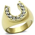 thumbnail image 2 of Eternal Sparkles Men's CZ Clear Stone Horseshoe Horse Equestrian Novelty Fashion Statement Ring - Gold, 2 of 5
