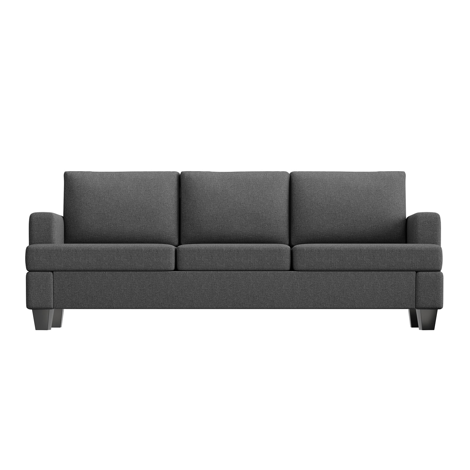 Furniliving 84.75” 3 Seater Sofa Couch, Modern Upholstered Sofa with Extra Deep Seats, Linen Fabric Sofa for Living Room Apartment Lounge, (Dark Gary)