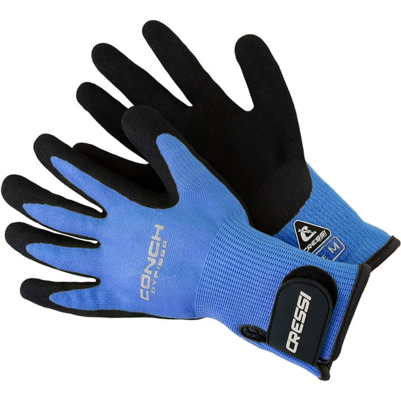 Cressi Conch Dyfiber Scuba Dive Gloves - Blue - Medium