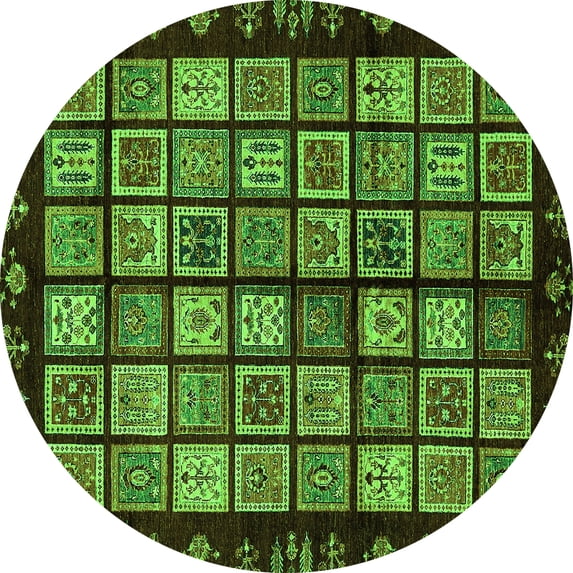 Ahgly Company Indoor Round Abstract Green Modern Area Rugs, 7' Round