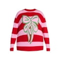 thumbnail image 5 of 99 Jane Street Women's and Women's Plus Striped Sweater with Heart Design, Midweight, Sizes XS-4X, 5 of 5