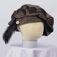 thumbnail image 3 of PBFRDSJ Medieval Tudor Beret Hat for Men & Women Minstrel Muffin Renaissance Vintage Classic Beret Hat with Feather, 3 of 8