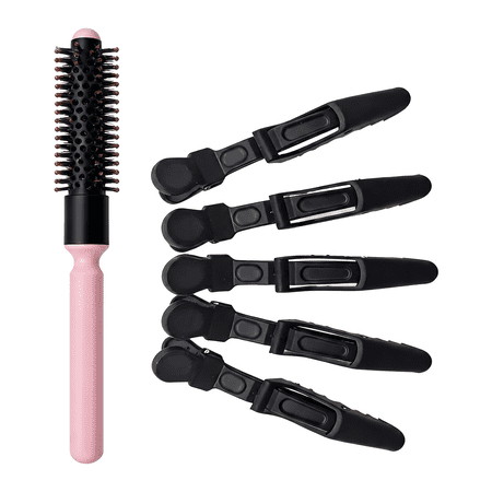 Curling Brush Small Round for Blow Portable Hair Dryer Short Drying Roller，Small Round Brush,One Curling Brush Paired with Five Hair Clips