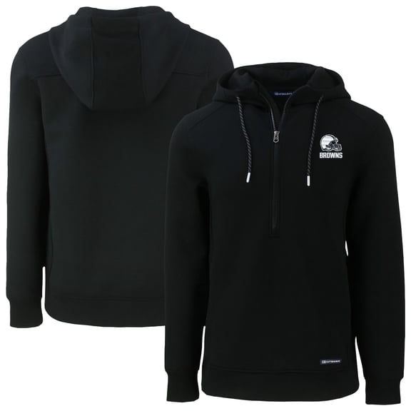 Men's Cutter & Buck  Black Cleveland Browns Roam Eco Recycled Half-Zip Pullover Hoodie