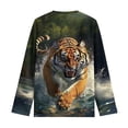 thumbnail image 5 of Byoo Tween Boys Tiger Print T Shirt Funny Crewneck Long Sleeve Graphic T-Shirt Soft Comfy Kids Tee Top for Kids, 5 of 5