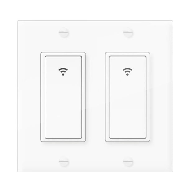 Cateissary Interruptor inteligente 1/2/3/ Gang, lámpara de luz para el hogar, Control remoto, interruptor WiFi, controlador de luz montado en la pared, EE. Electrónica 2 vías