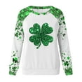 thumbnail image 4 of FDGIU ‌‌‌‌Women's Saint Patrick's Day Sweatshirt - Long Sleeve Green Shamrock Print Crew Neck Pullover, 4 of 5