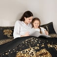thumbnail image 4 of Erosebridal Chic Cheetah Print Twin Bedding Sets, Personalized Initial U Bedding Comforter Set, Black Brown, Black Reversible 7-Piece, 4 of 6