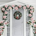 thumbnail image 6 of Pink Christmas Poinsettia Flowers Glitter Ornaments, Artificial Christmas Tree Decorations, Holiday Faux Floral Picks with Clips, Shiny Xmas Wreath Garland Gift Box Décor, 12 Pack, 5.9 Inch, 6 of 9