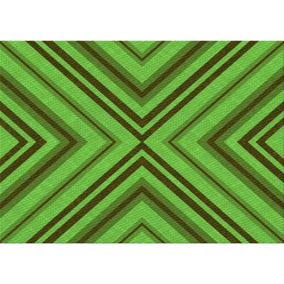 Ahgly Company Machine Washable Indoor Rectangle Transitional Green Area Rugs, 7' x 10'