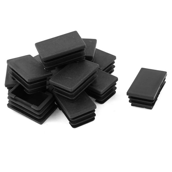 Unique Bargains 25mm x 40mm Plastic Rectangle Caps Tube Pipe Inserts End Blanking Black 12 Pcs