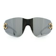 thumbnail image 4 of Womens Luxury Rimless Shield Bold Oversize Wrap Diva Sunglasses Black - Silver Mirror, 4 of 8