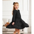 thumbnail image 4 of Arshiner Girls Dress Fall Boho Long Sleeve Shirred Smocked Tiered Party Dresses with Pockets, 4 of 6