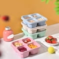 thumbnail image 4 of 4 Compartments Bento Box With Transparent Lid Reusable Snackle Containers Snacks Subpackage Box Prevent Cross Taste Divided Food Storage Containers-Blue, 4 of 9
