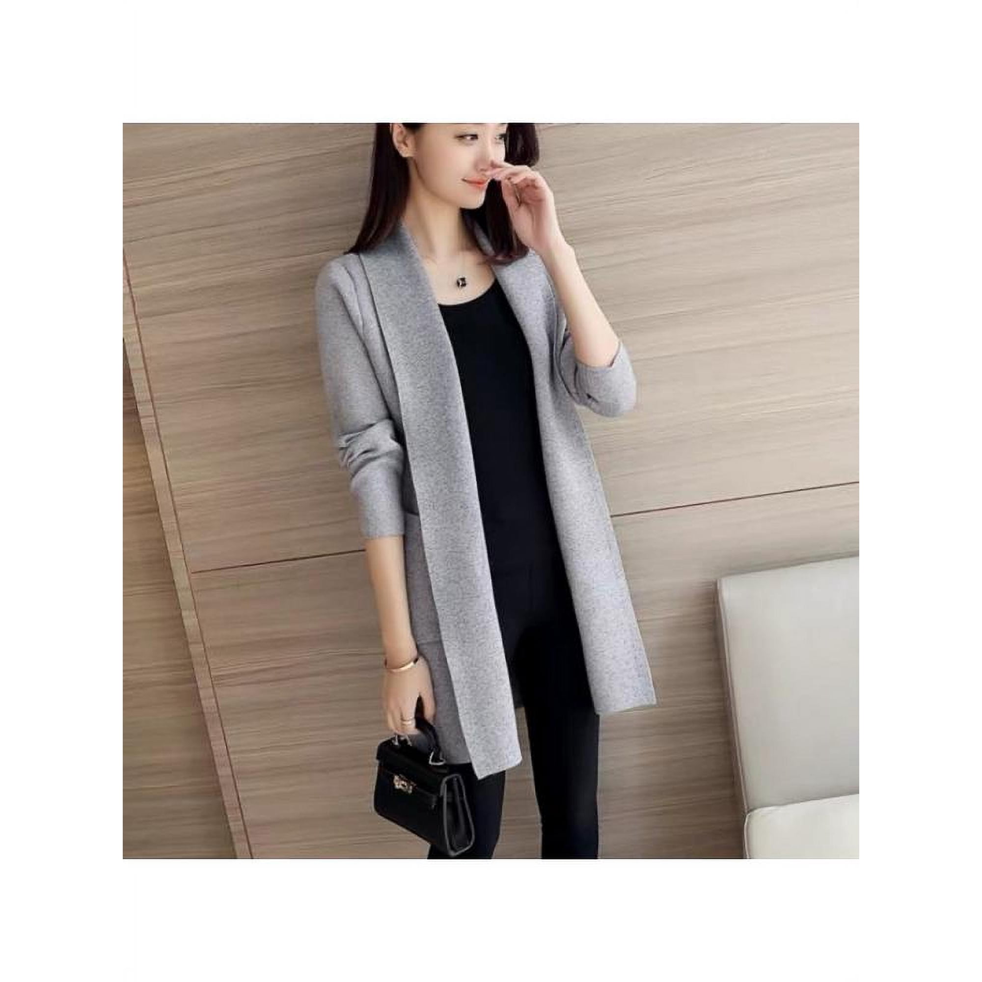Tradecan Women's Jersey Stitch Longline Cardigan Sweater Korean Style Loose  Casual Solid Color Knit Cardigan Fashion Trend Long-sleeved Women's Coat  Plus Size Oversize - Walmart.com