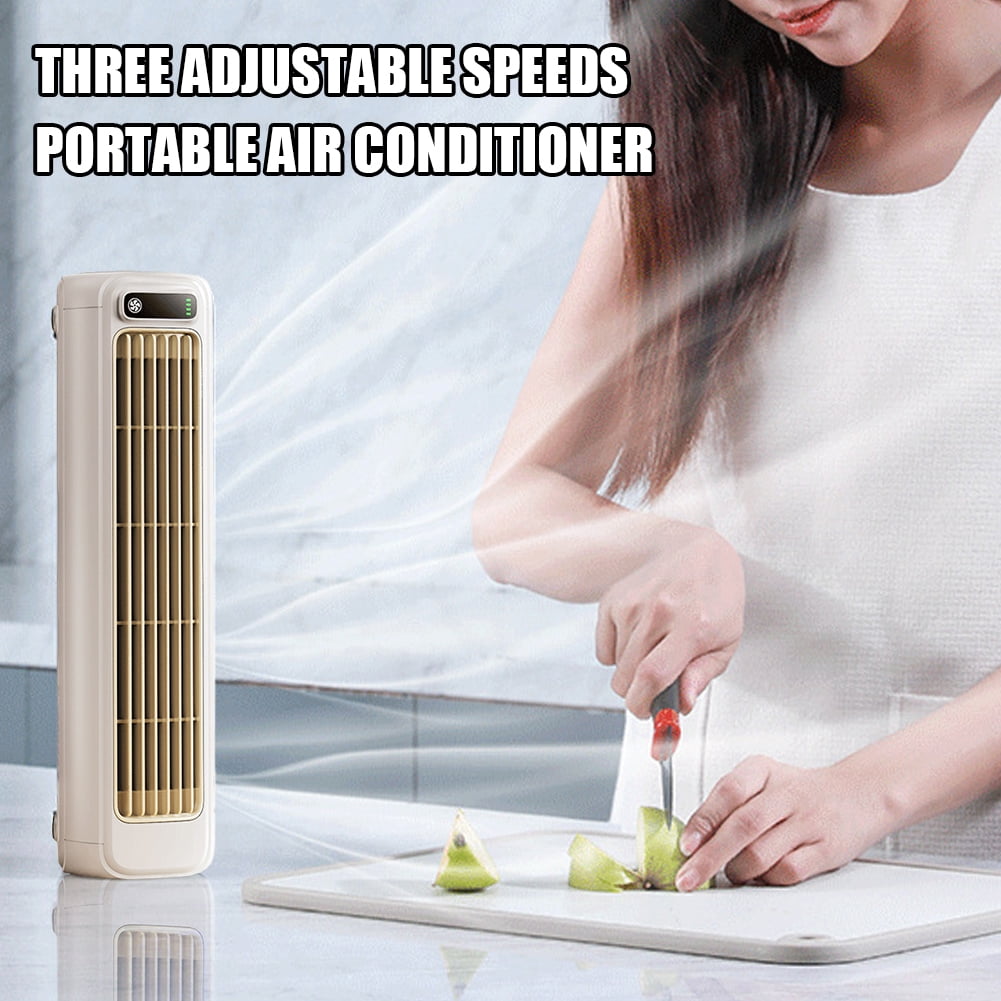 HUISZJ Cooling Fan, Portable Desktop Tower Fan, 3 Speeds Rechargeable Cooling Fan for Kitchen Bedroom Travel (White)