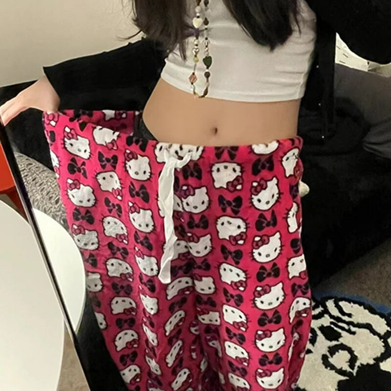 Sanrio Hello Kitty Hot Pink Women's Sleep Bottoms Y2k Spring Sanrio Hello Kitty Hot Pink Women's Sleep Bottoms Y2k Spring