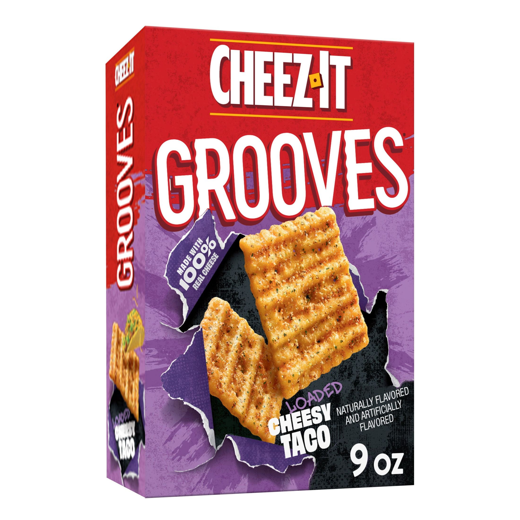 CheezIt Grooves Loaded Cheesy Taco Crunchy Cheese Snack Crackers, 9 oz