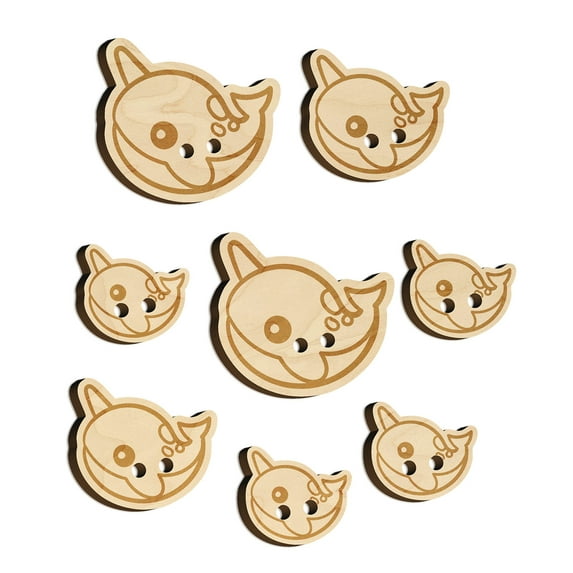 Kawaii Narwhal Wood Buttons for Crochet Knitting Sewing DIY Craft - Various Sizes (8pcs)