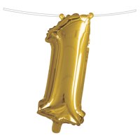 16" Gold Number 1 Balloon with Ribbon, 1 count