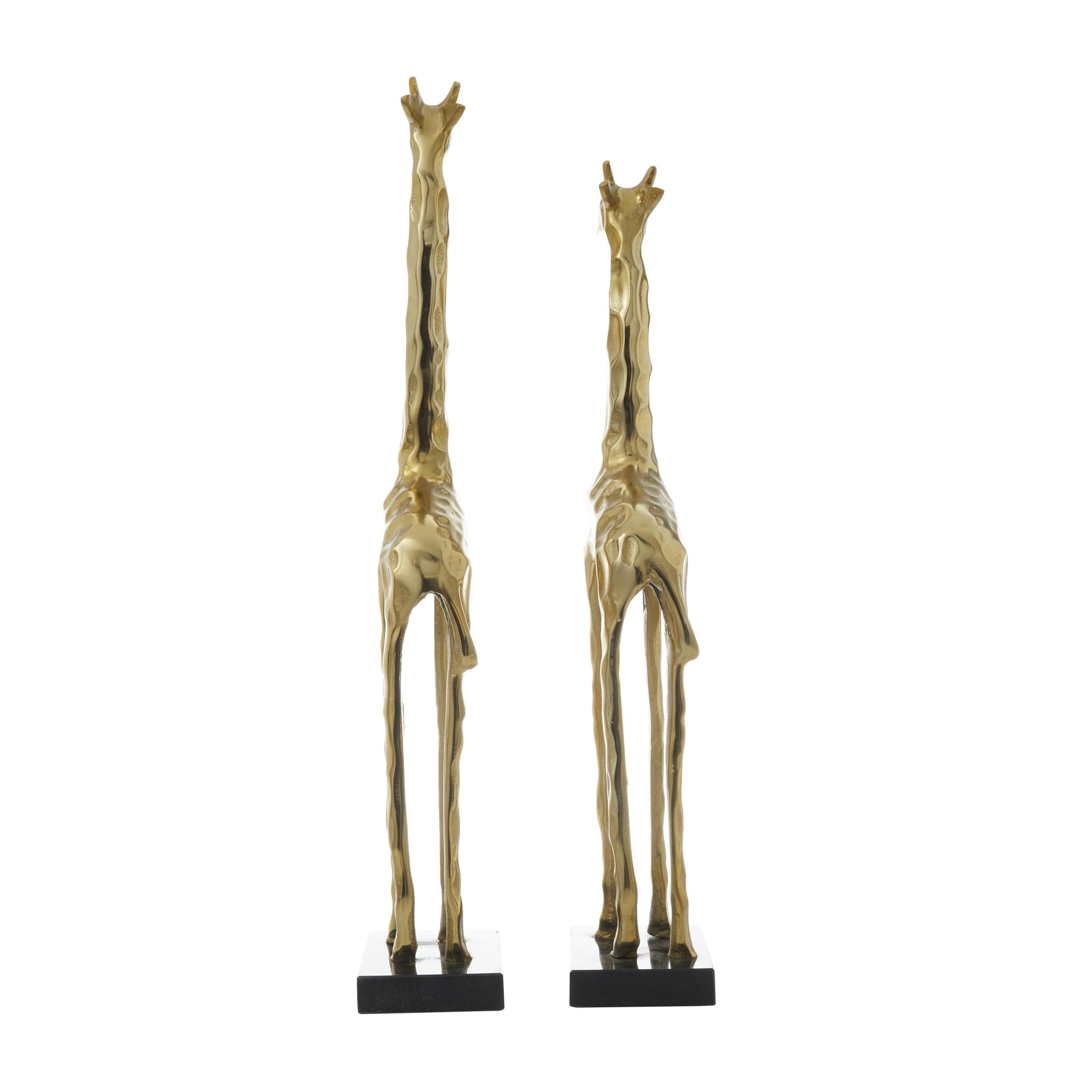 27", 24"H Gold Aluminum Metal Giraffe Sculpture, by DecMode (2 Count)