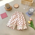 thumbnail image 2 of Pretxorve Kids Girls Wide Leg Pants Polka Dots Lace Border Loose Cropped Length Casual Bottoms Sizes 1-9Y, 2 of 3