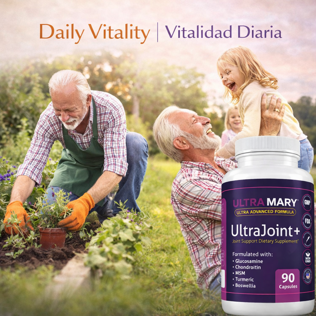 Ultra Mary Advanced Joint Formula, 90 Caps-1500mg Per Serving(ARTICULACIONES) - Glucosamine, Chondroitin, MSM,Indian Frankincense,Turmeric & Bromelain Complex - Support for Cartilage, Mobility & Flex