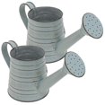 thumbnail image 3 of Iron Flower Bucket Decorative Flower Vases for Storage Use 2Pcs Silver Metal, 3 of 5