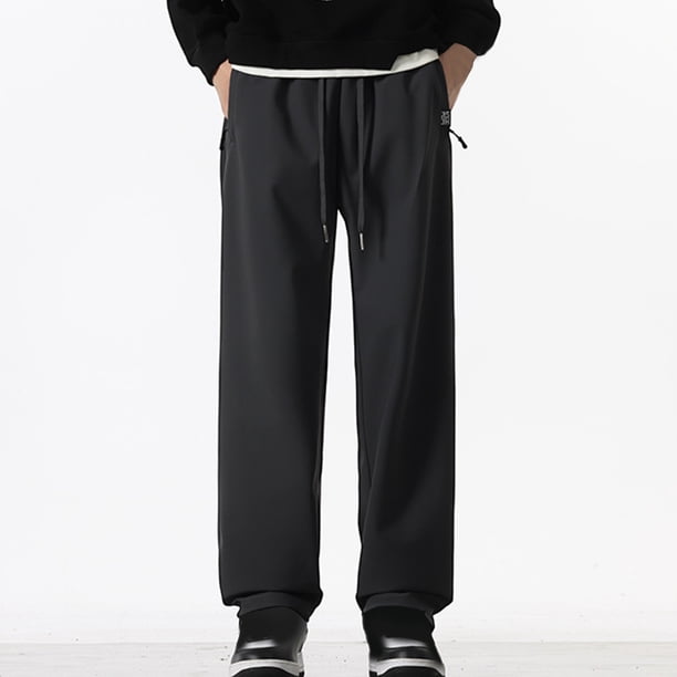 Pantalones deportivos de longitud completa para hombre, de moda, de color liso, informales, elásticos, con cordones y pierna recta, blusa para hombre