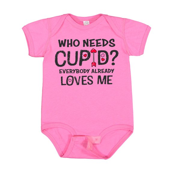 Inktastic Everybody Loves Me Who Needs Cupid with Hearts Boys or Girls Baby Bodysuit