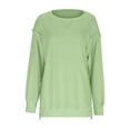 thumbnail image 4 of Patlollav Womens Round Neck Loose Soild Long Sleeve Sweatshirts, 4 of 6