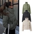 thumbnail image 2 of Winter stand up collar zipper bread jacket windproof cotton jacket warm coat for women, 2 of 5