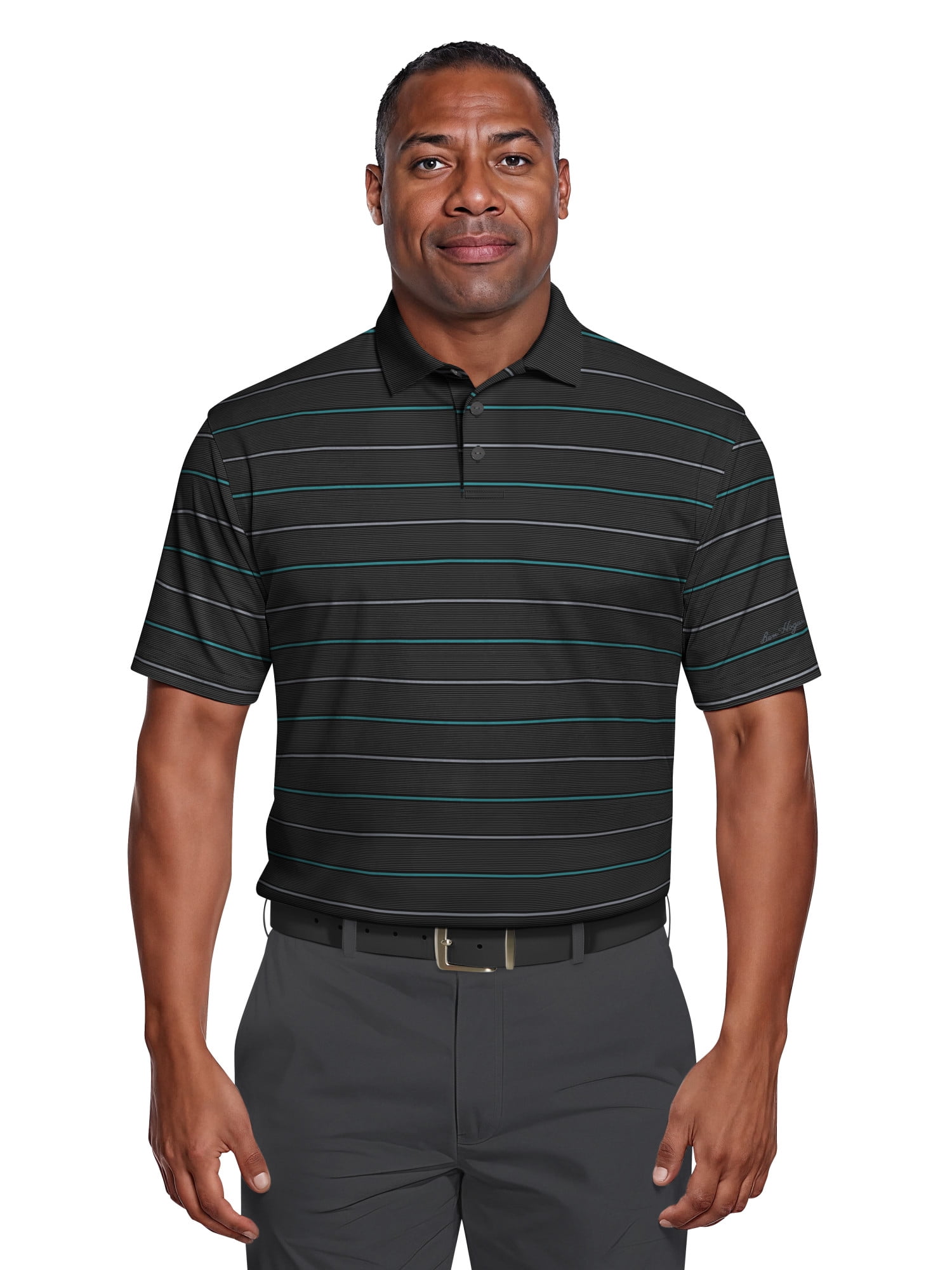 Ben Hogan Men's & Big Men's Performance Multi Colored Stripe Short Sleeve Polo Shirt, up to 5XL