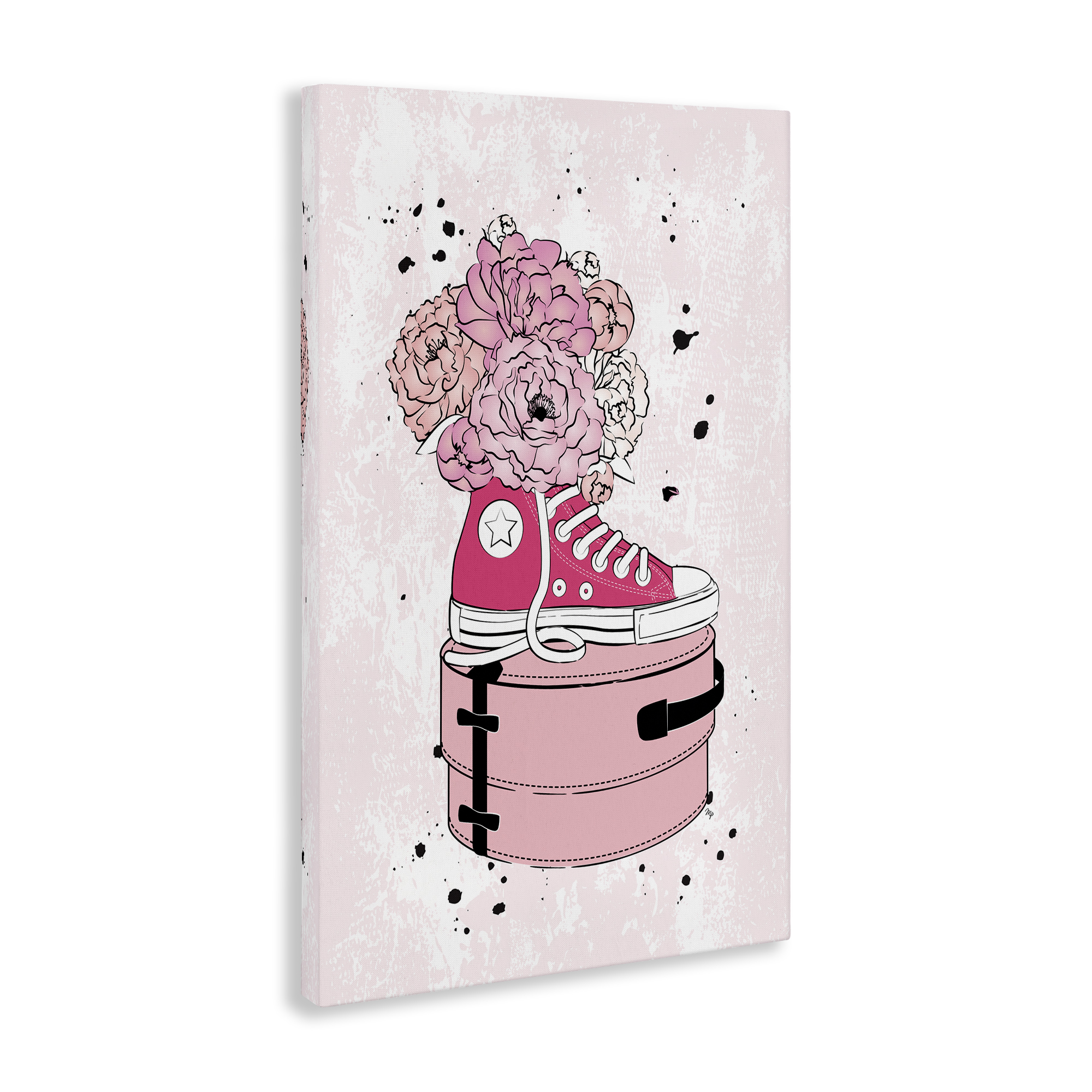 Stupell Industries Pink Glam Sneaker Florals Fashion Painting Wrapped Canvas Art Print Wall Art, 20 x 30