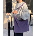 thumbnail image 7 of Lohol Corduroy Tote Bag for Women Girl Canvas Shoulder Handbags Cute Large Purse-purple, 7 of 7