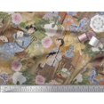 thumbnail image 3 of Soimoi Polyester Crepe Fabric Flower Vase,Cat & Girl Human Figure Print Sewing Fabric Yard 52 Inch Wide, 3 of 3