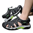 thumbnail image 2 of Domuza Mens Leather Sports Sandals Closed Toe Outdoor Athletic Walking Casual Sandals Water Shoes Summer Lightweight Hiking Sandals Gray 10.5 (EU-46), 2 of 3