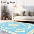 thumbnail image 2 of ODIKA 5'x7' Machine Washable Non-Slip Area Rug, Elegant Damask Motif Featuring Curvilinear Flourishes and Scrolls High Traffic Rug with Pad, Blue, 599837, 2 of 8