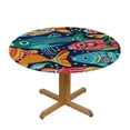 thumbnail image 3 of Nawypu Round Tablecloth Colorful Fish Round Fitted Tablecloth with Elastic Edge, Waterproof Oil Proof Table Cloth Wipe Clean Table Cover for Indoor and Outdoor, 3 of 7