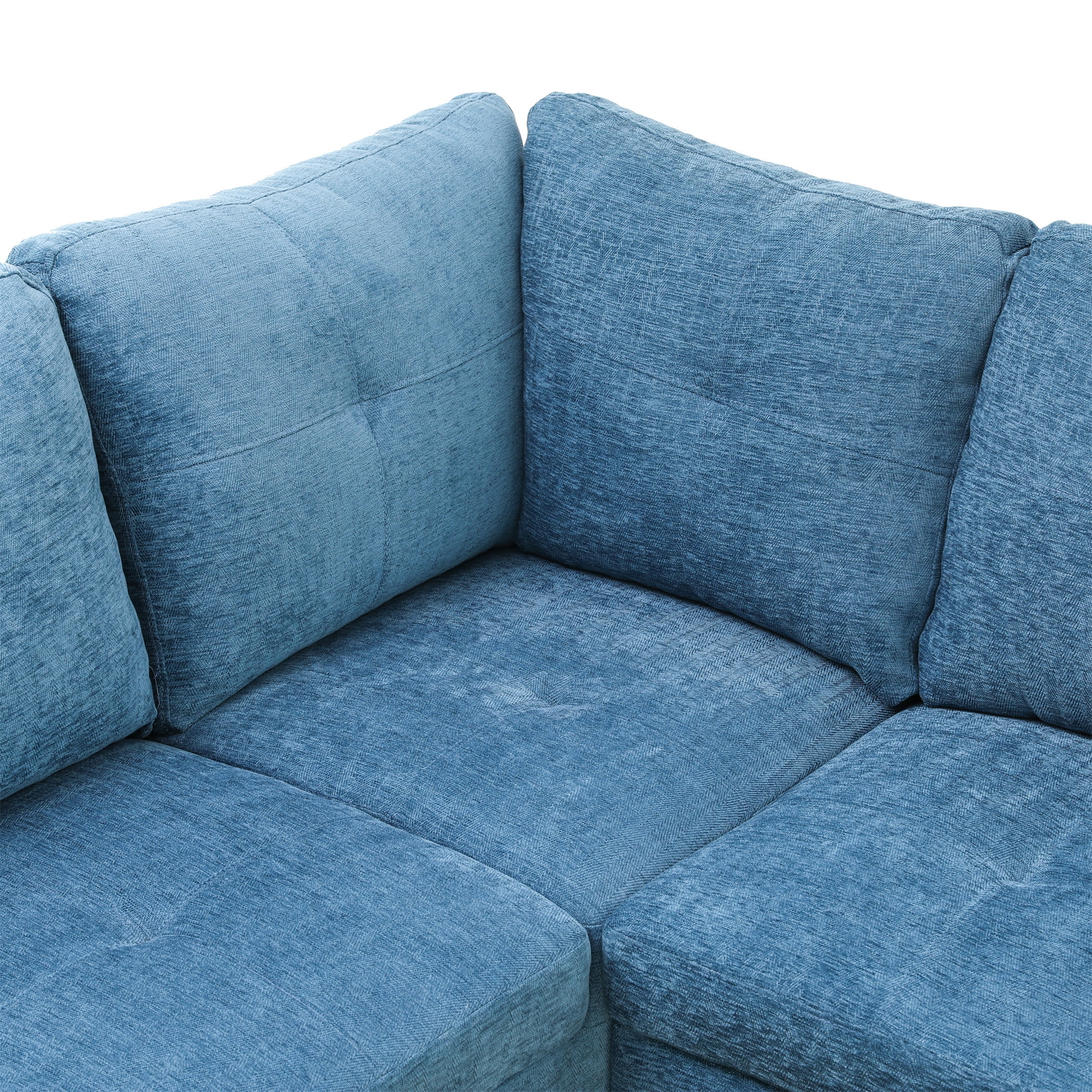 Aukfa 97" Classic Sectional Sofa 4 Seat L shape Couch with Oversized Left Chaise for Living Room, 2Pillows, Linen, Blue
