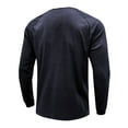 thumbnail image 4 of Fangasis Men Blouse Button Down T Shirts Long Sleeve Summer Tops Mens Fashion Pullover Casual Work T-shirt Navy Blue M, 4 of 6