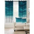 thumbnail image 2 of Fsddascl Teal Turquoise Waves Blackout Curtains for Bedroom/Living Room, Thermal Insulated Kitchen Curtains, Ombre Coastal Ocean Water Abstract Grommet Darkening Window Treatment Drapes 52"x45"x2, 2 of 8