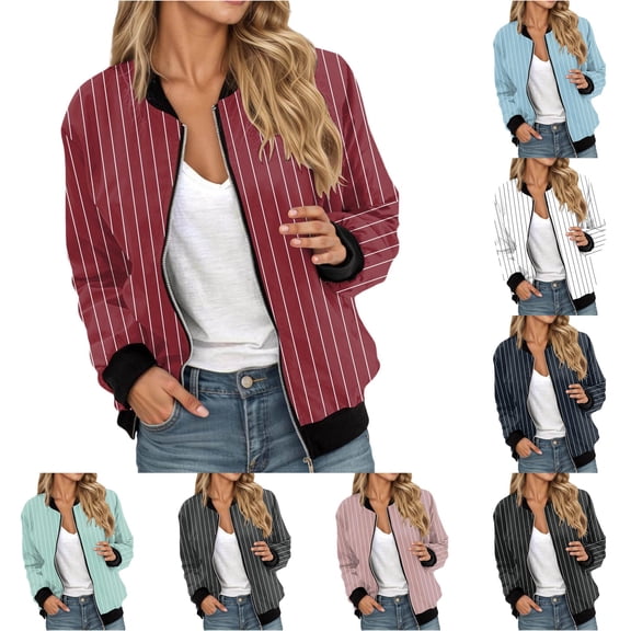 Unir Side Stripe Neck Track Jacket for Women, Full Zip Long Sleeve, Casual Sporty Everyday Outerwear, 1 Piece, XS-6XL, Plus Size Friendly