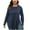 Navy, variant on WREESH Womens Fashion Asymmetric Hem Tops Long Sleeve Large Solid Color Loose Top Blouse Pullover Navy