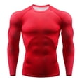 thumbnail image 1 of Minnieouse Deporte manga larga hombres cuello ropa deportiva transpirable resistencia al desgaste camisa térmica de compresión duradera Camisetas Rojo Minnieouse AP013563-03, 1 of 6
