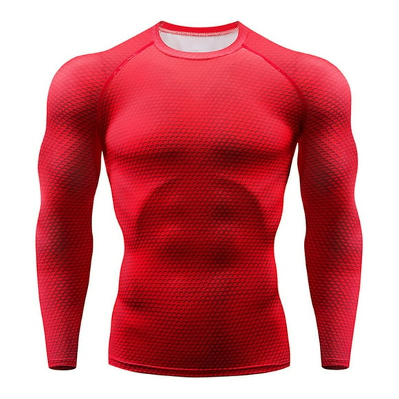 Minnieouse Deporte de manga larga apretado Color sólido ropa deportiva ligera resistencia al desgaste camiseta térmica de compresión Jogging montañismo Camisetas Rojo Minnieouse AP013563-03