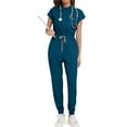 thumbnail image 2 of Women'S Scrubs,Womens Scrub Sets with Mandarin Collar,Unisex Jumpsuit Workwear,Medical Uniform for Doctors, Nurses, Beauty Salons - Blue - S, 2 of 4