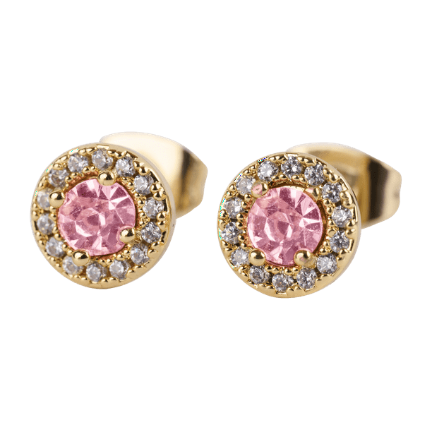Aretes para Mujer Oro 14k LuckyLy con Zirconias, Modelo Judy rosa UNITALLA